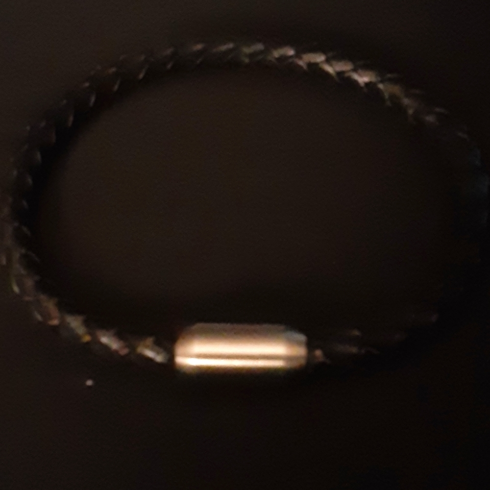 Black braided leather bracelet